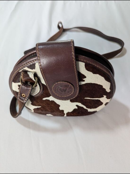 Handbags - Brown Cowhide Leather Crossbody Bag